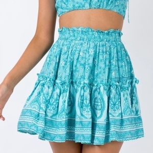 Princess Polly Bruised Ink Paisley Turquoise Skirt
